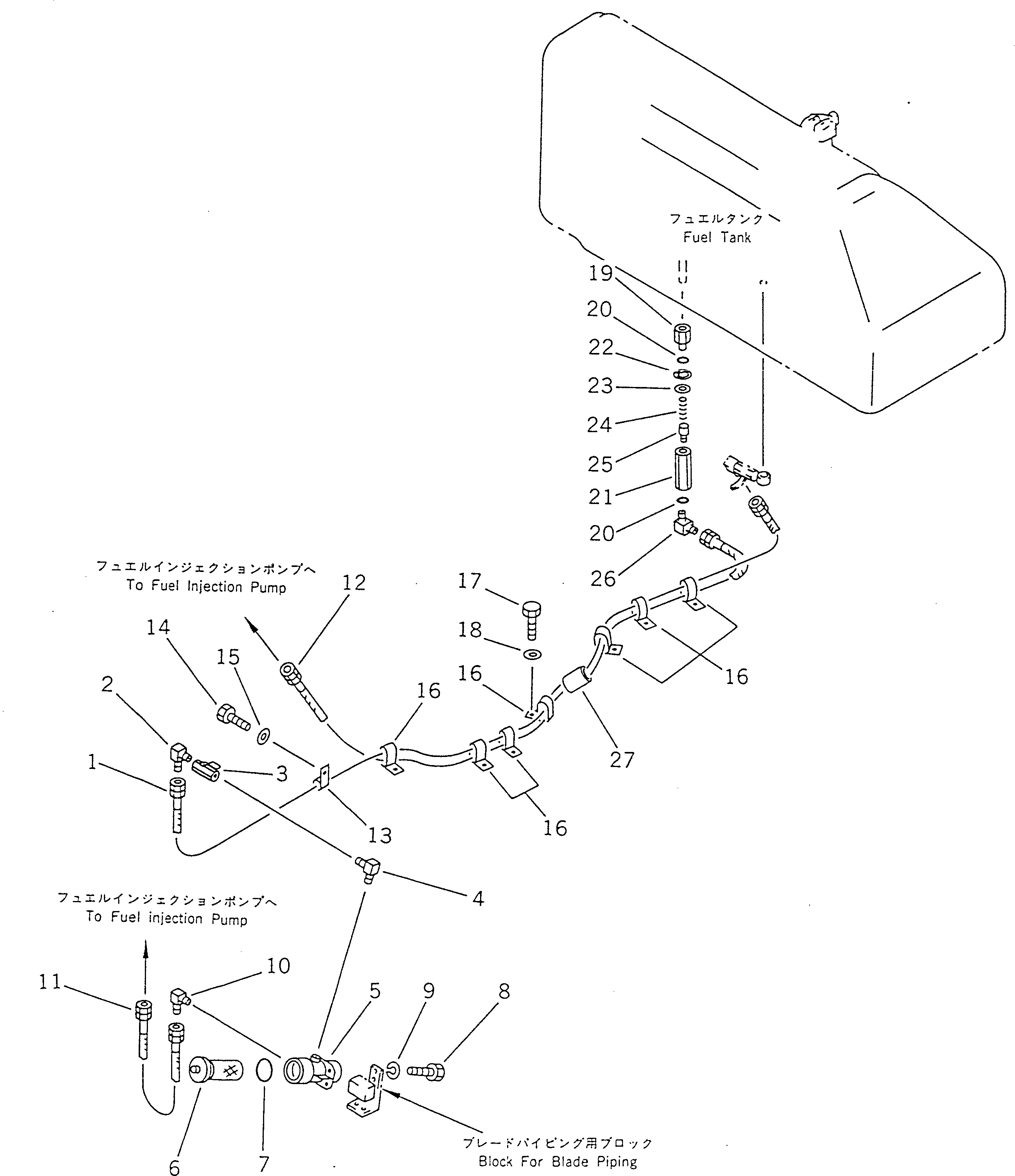 100. FUEL PIPING [1305] - Komatsu part D355A-5 S/N 12622-UP [d355a-5c]
