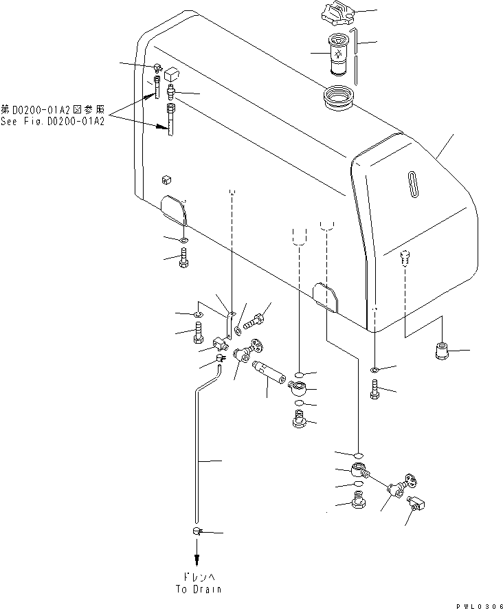 10. FUEL TANK [D0100-01A2] - Komatsu part D355C-3 S/N 14263-UP (SA6D140-2 Eng. Installed (-50cent. Spec.)) [d355c-0c]