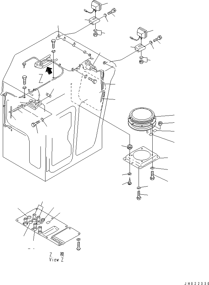 170. CAB (VENTILATOR¤ REAR LAMP AND WIPER)(#14520-15336) [K0200-06A3] - Komatsu part D355C-3 S/N 14263-UP (SA6D140-2 Eng. Installed (-50cent. Spec.)) [d355c-0c]
