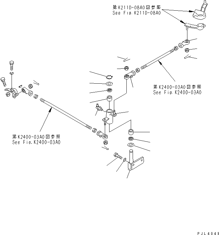 250. GEAR SHIFT LINKAGE AND LOCK LEVER [M2210-05A0] - Komatsu part D355C-3 S/N 14263-UP (SA6D140-2 Eng. Installed (-50cent. Spec.)) [d355c-0c]