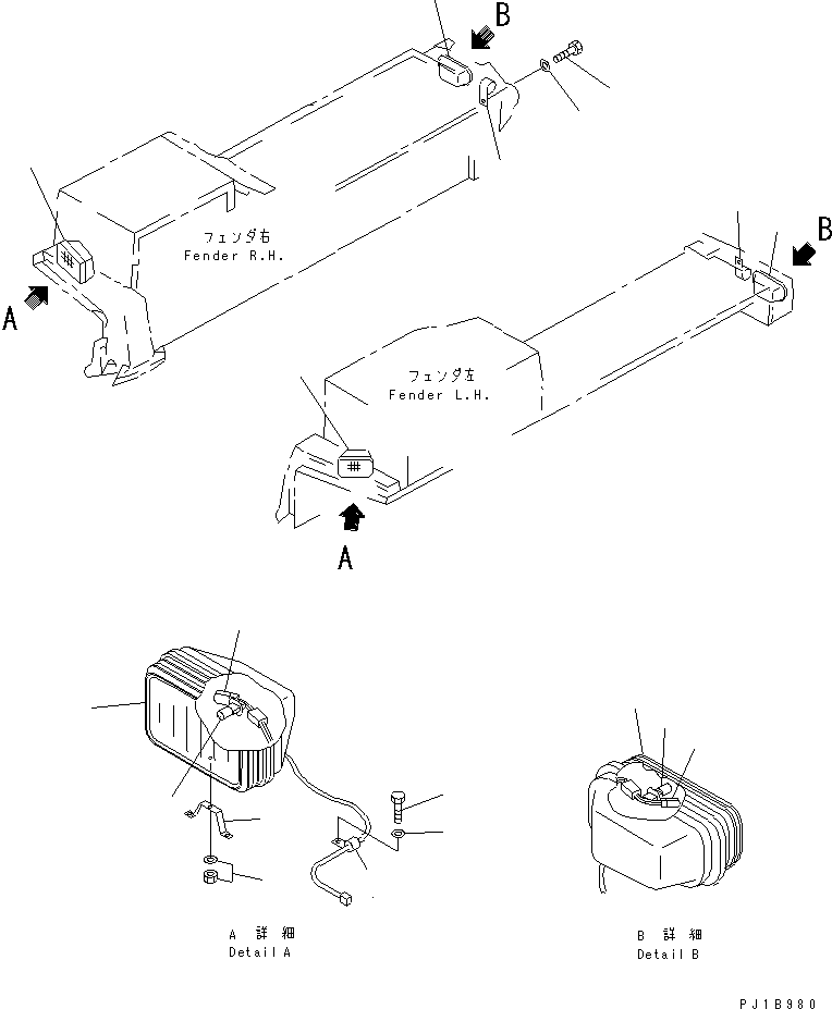 450. WORK LAMP(#17692-) [M2215-01A0A] - Komatsu part D375A-3A S/N 17001-UP (7 Track Roller) [d375a-0c]
