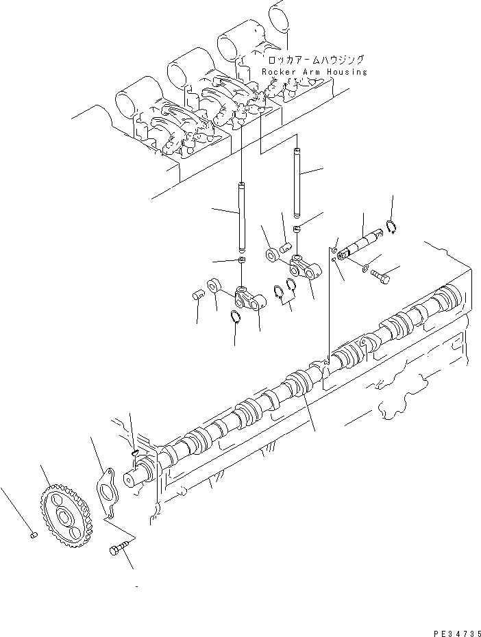 790. CAMSHAFT AND CAMFOLLOWER(#17353-19339) [A2410-B6A8] - Komatsu part D375A-3A S/N 17001-UP (7 Track Roller) [d375a-0c]