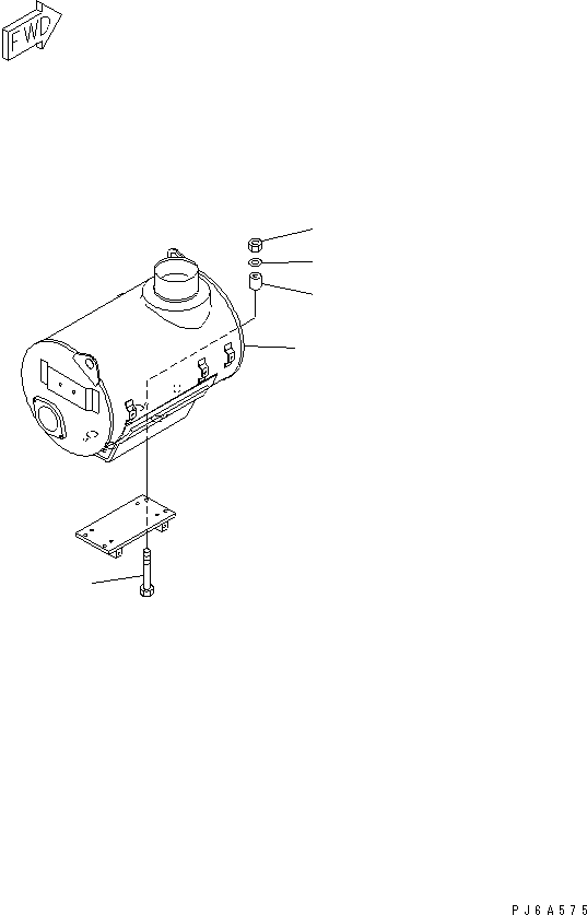 2190. MUFFLER(#19712-) [B9999-A6H3] - Komatsu part D375A-3A S/N 17001-UP (7 Track Roller) [d375a-0c]