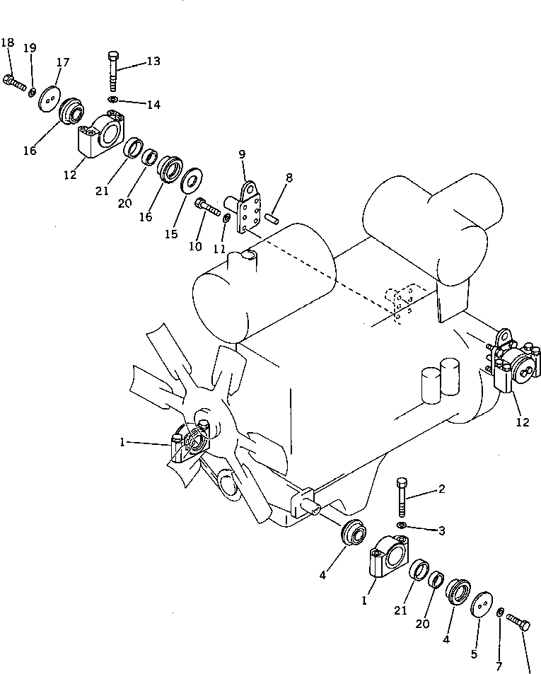 10. ENGINE MOUNT [1001] - Komatsu part D375A-1 S/N 15001-UP [d375a-1c]