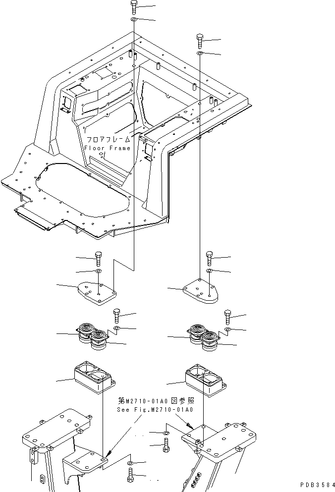 260. FLOOR MOUNT (REAR) [K2110-02A5] - Komatsu part D375A-3D S/N 17001-UP (-50cent. Spec.) [d375a-2c]