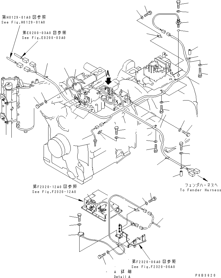 570. POWER LINE WIRING [F2830-01A0] - Komatsu part D375A-3 S/N 17001-UP (6 Track Roller) [d375a-3c]