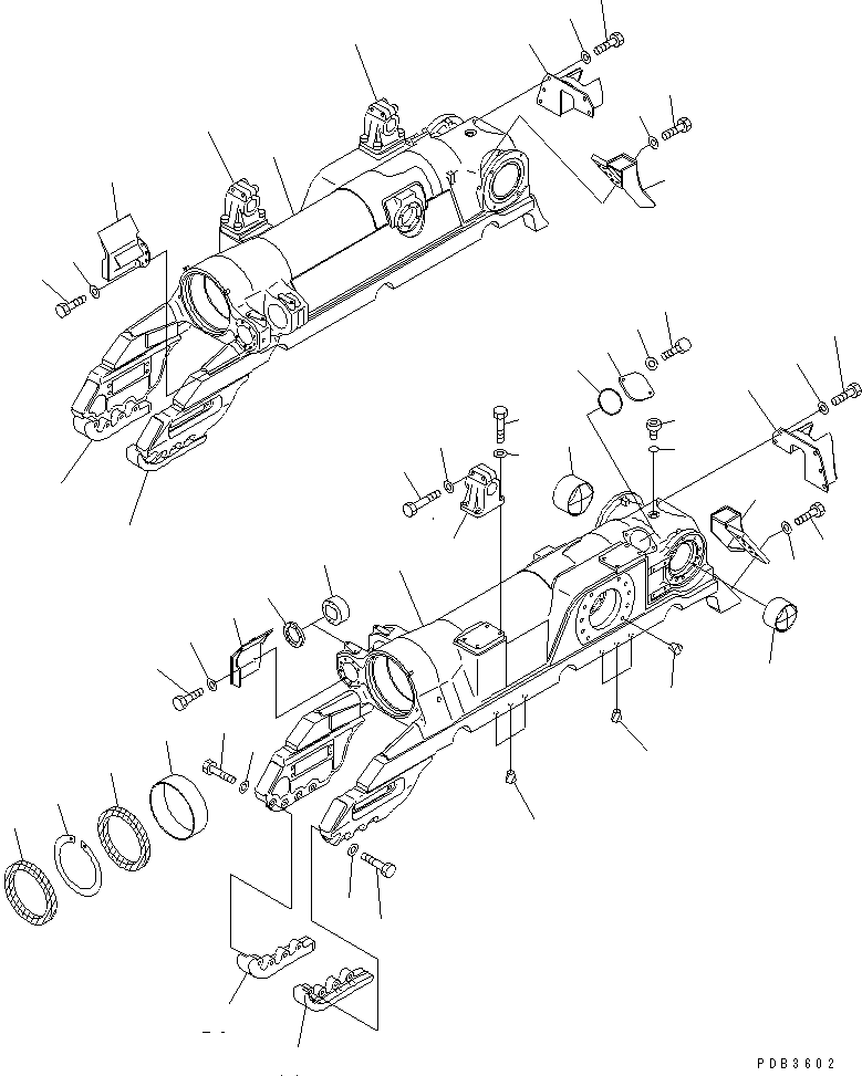 220. TRACK FRAME (6 TRACK ROLLER) [R2100-01A0] - Komatsu part D375A-3 S/N 17001-UP (6 Track Roller) [d375a-3c]