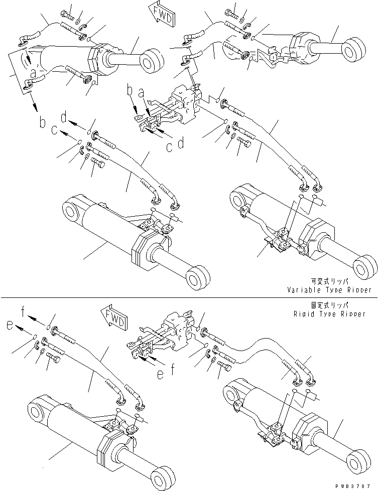 190. RIPPER CYLINDER PIPING [T2460-01A1] - Komatsu part D375A-3 S/N 17001-UP (6 Track Roller) [d375a-3c]