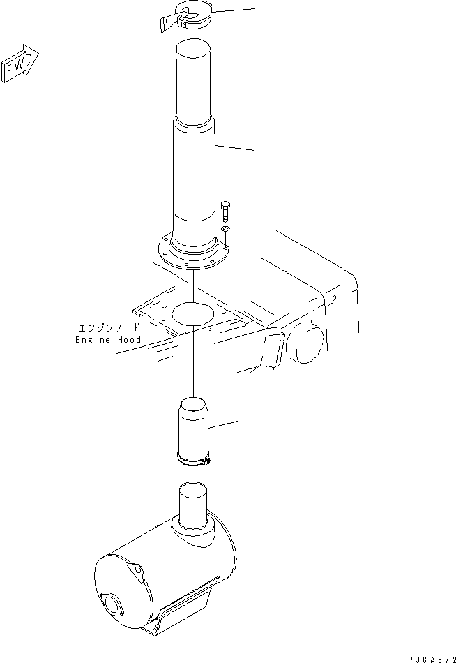 1970. MUFFLER MOUNTING (AIR INTAKE ON HOOD SPEC.)(#19712-) [B9999-A6P7] - Komatsu part D375A-3 S/N 17001-UP (6 Track Roller) [d375a-3c]