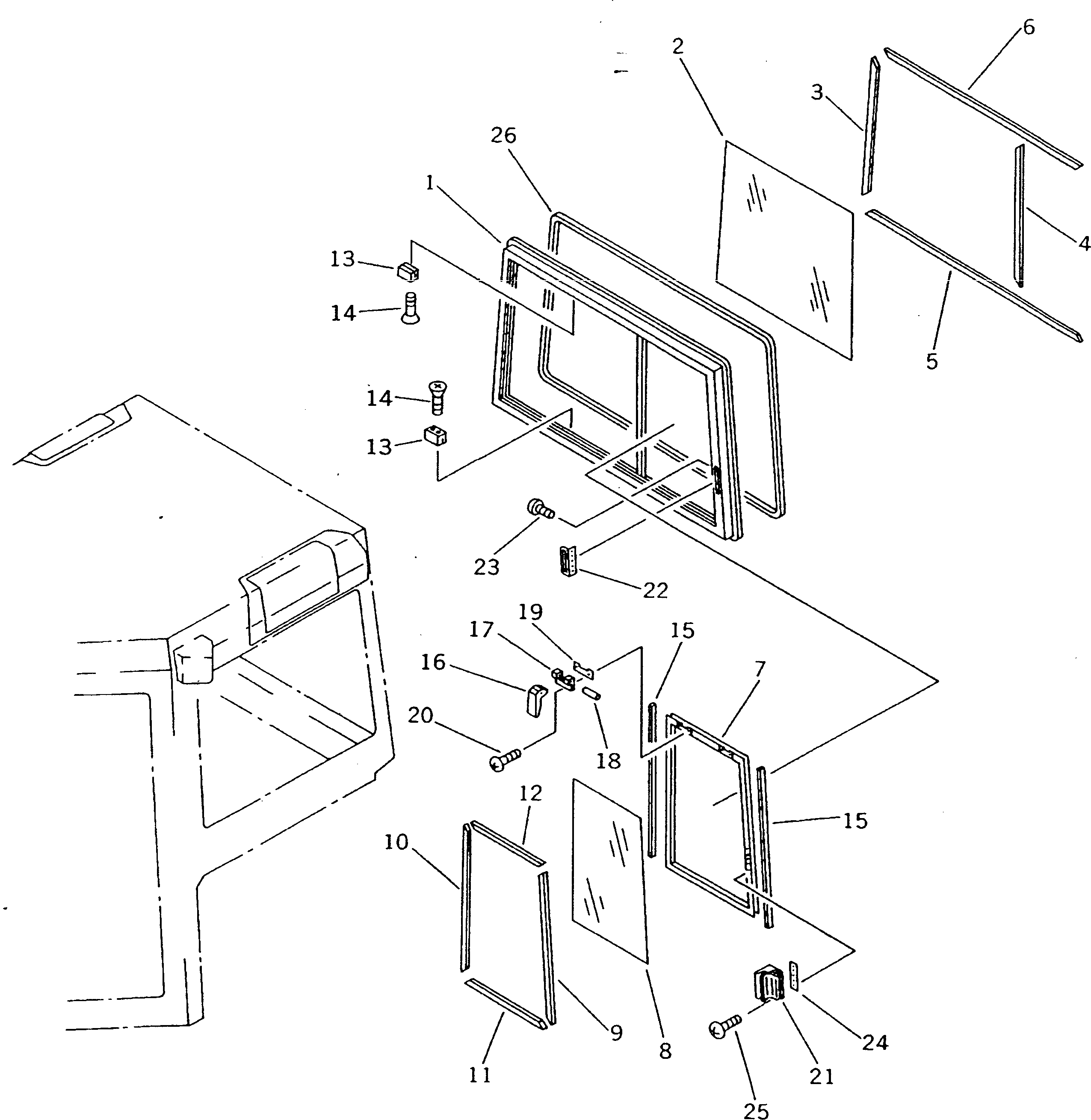 330. STEEL CAB (4/12) (REAR WINDOW)(#16001-16530) [5504] - Komatsu part D375A-2 S/N 16001-UP [d375a-4c]