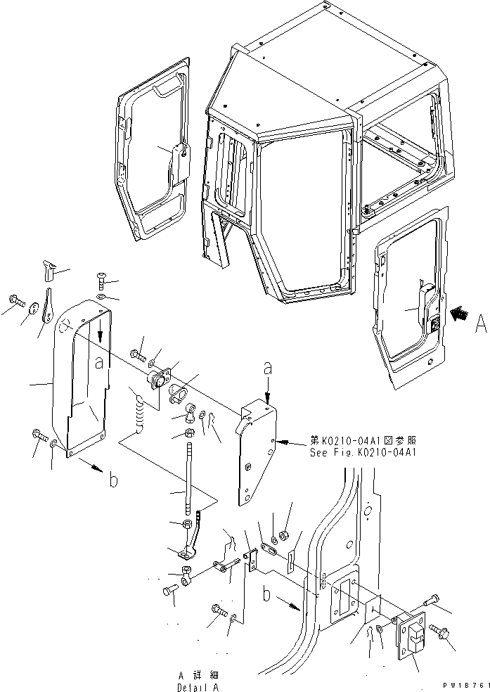 140. CAB (DOOR AND LOCK) (2/2) [K0210-03A1] - Komatsu part D375A-5 S/N 18001-UP [d375a-5c]