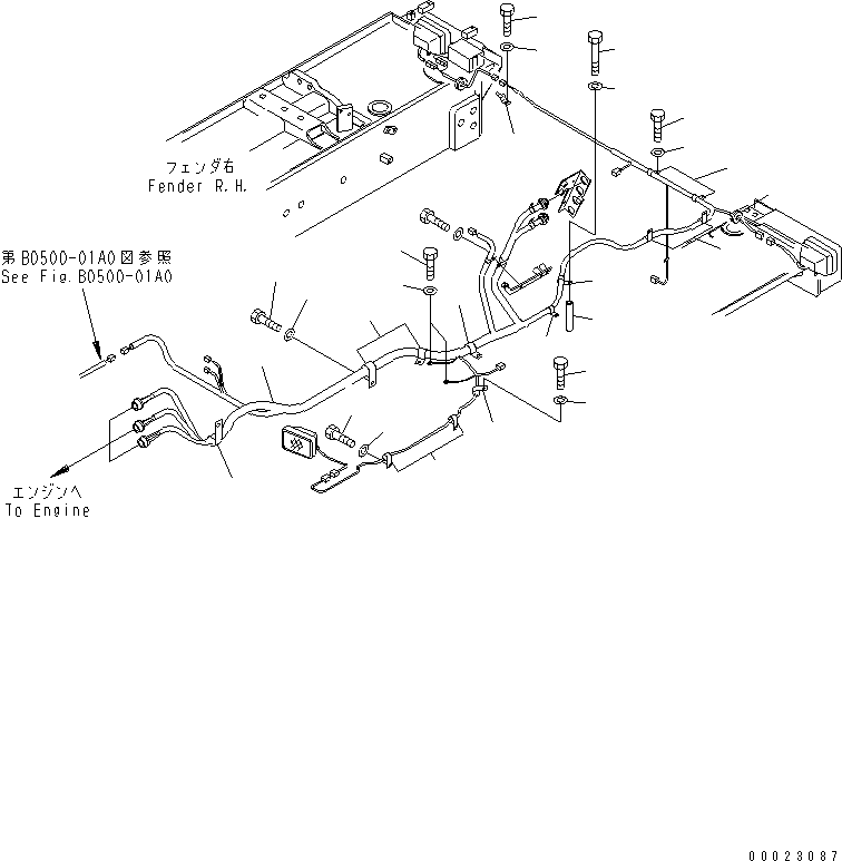 600. FENDER WIRING (L.H.) [M2210-05A0] - Komatsu part D375A-5 S/N 18001-UP [d375a-5c]