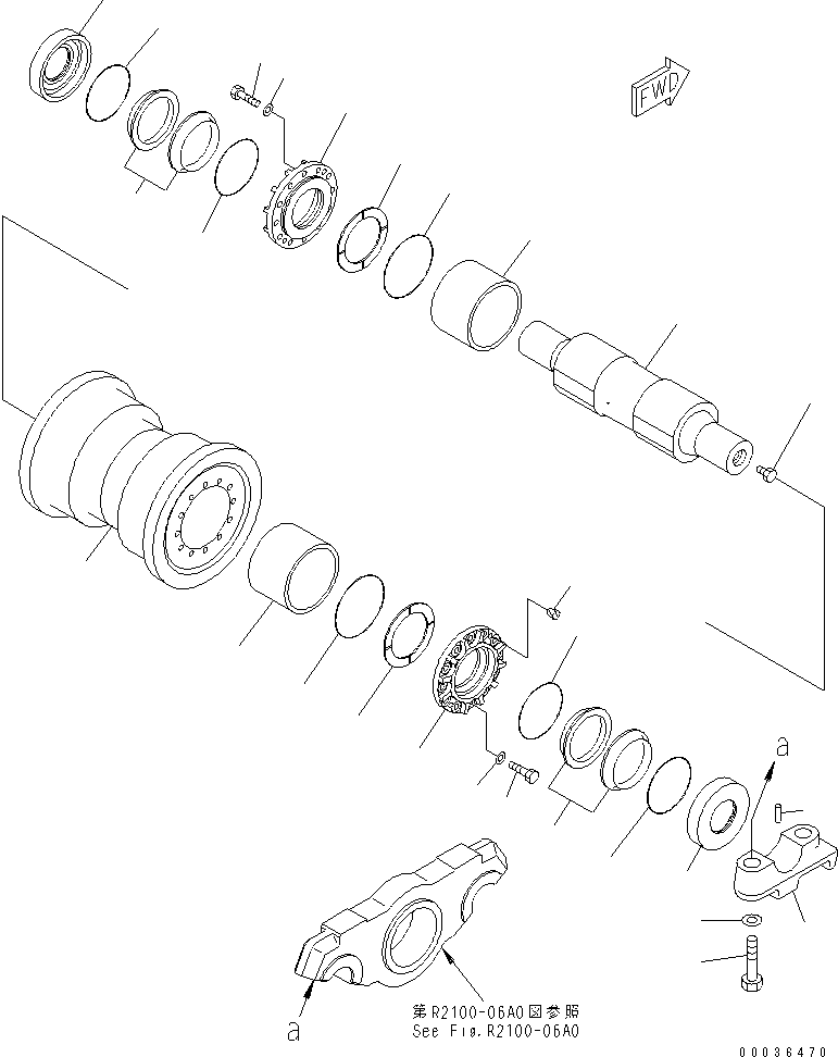 540. TRACK ROLLER (SINGLE) (R.H.) [R2100-18A0] - Komatsu part D375A-5 S/N 18001-UP [d375a-5c]