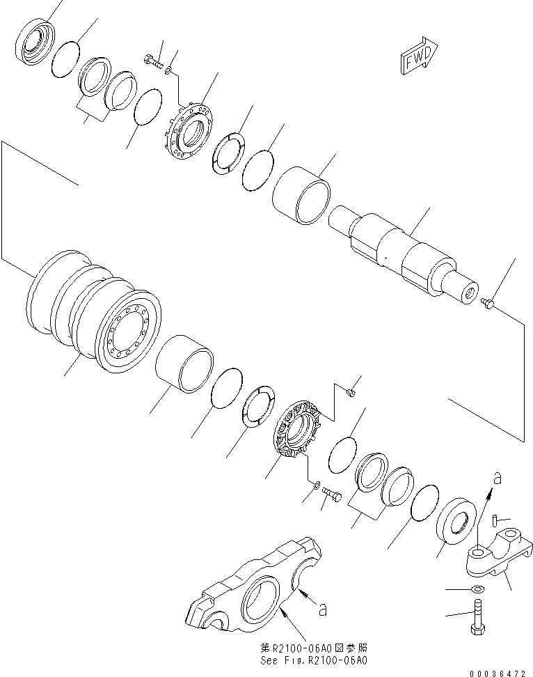 570. TRACK ROLLER (DOUBLE) (R.H.) [R2100-19A0] - Komatsu part D375A-5 S/N 18001-UP [d375a-5c]