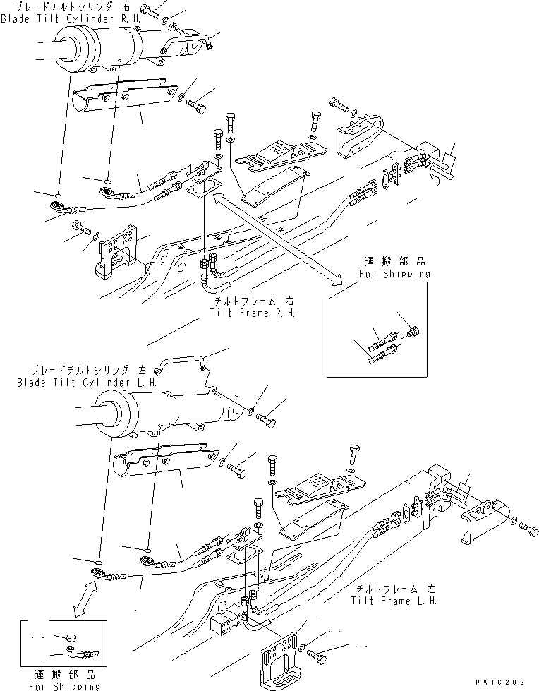 270. HYDRAULIC PIPING (BLADE TILT LINE) (FOR DUAL TILT PITCH DOZER) [T2160-01A3] - Komatsu part D375A-5 S/N 18001-UP [d375a-5c]