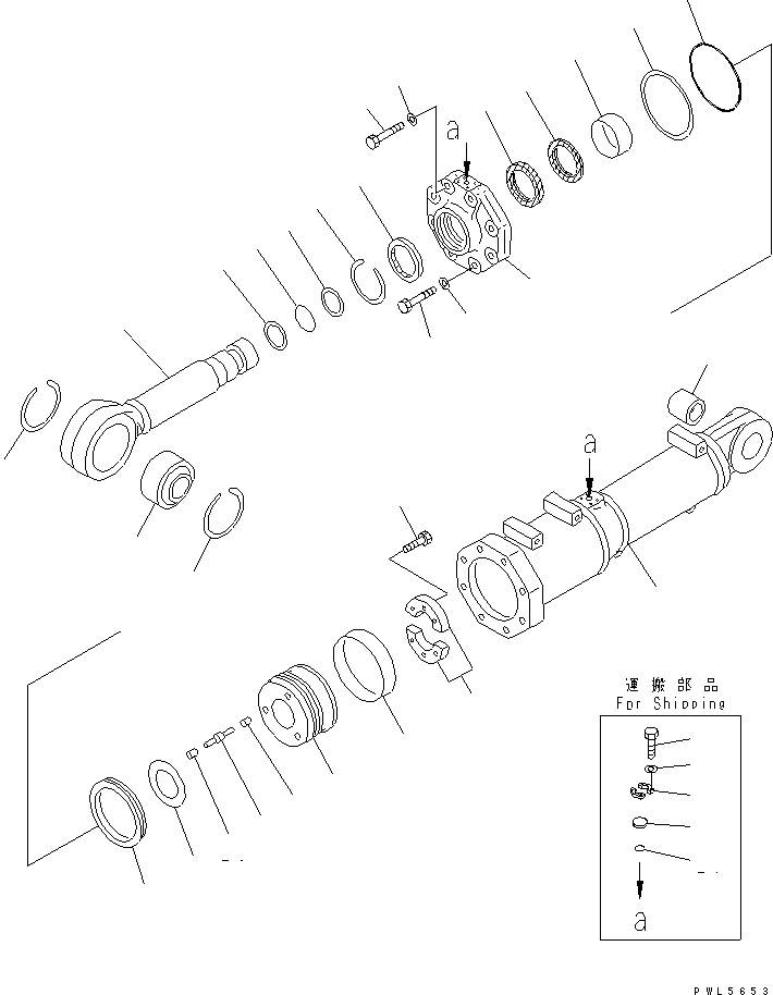 220. BLADE TILT CYLINDER (L.H.) (FOR PITCH DOZER) [Y1620-41A0] - Komatsu part D375A-5 S/N 18001-UP [d375a-5c]