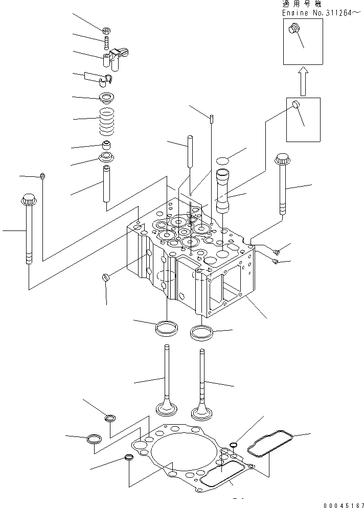 10. CYLINDER HEAD(#310043-313911) [A1010-A6B6] - Komatsu part D375A-5 S/N 18001-UP [d375a-5c]
