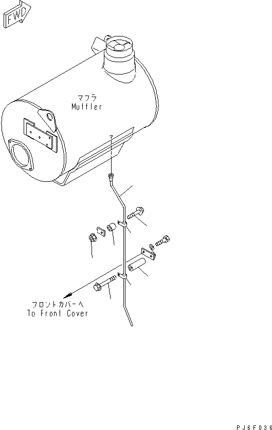 1940. MUFFLER DRAIN PIPING [B9999-A6S5] - Komatsu part D375A-5 S/N 18001-UP [d375a-5c]