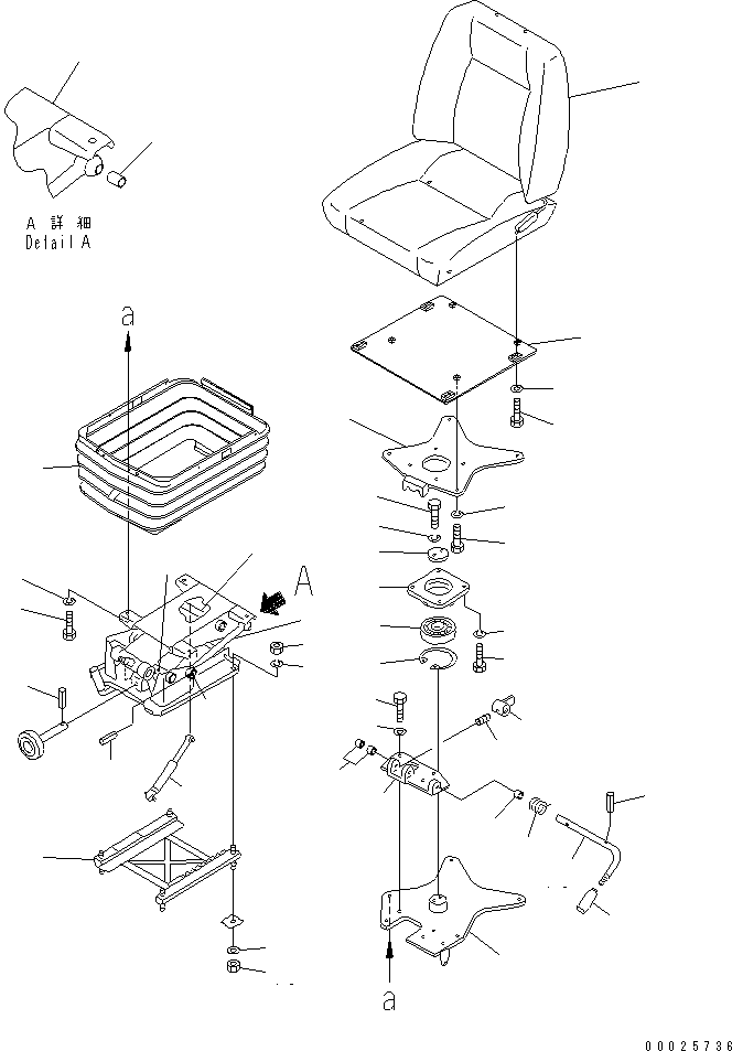 10. OPERATOR'S SEAT (TURN AND RECLINING TYPE) (FABRIC SEAT) [K0110-01A0] - Komatsu part D375A-5D S/N 17743-UP (-50cent. Spec.) [d375a-7c]