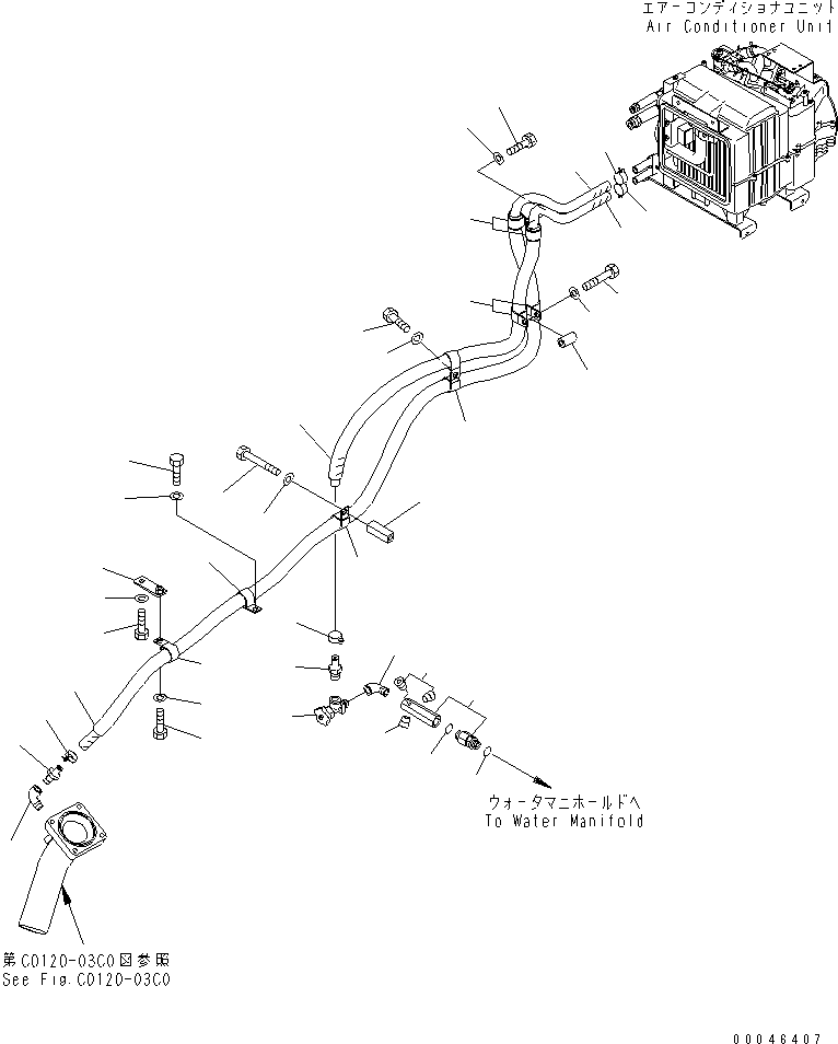 150. CAB HEATER PIPING [B0720-01C0] - Komatsu part D375A-5 S/N 55001-UP (W/O EGR) [d375a-9c]