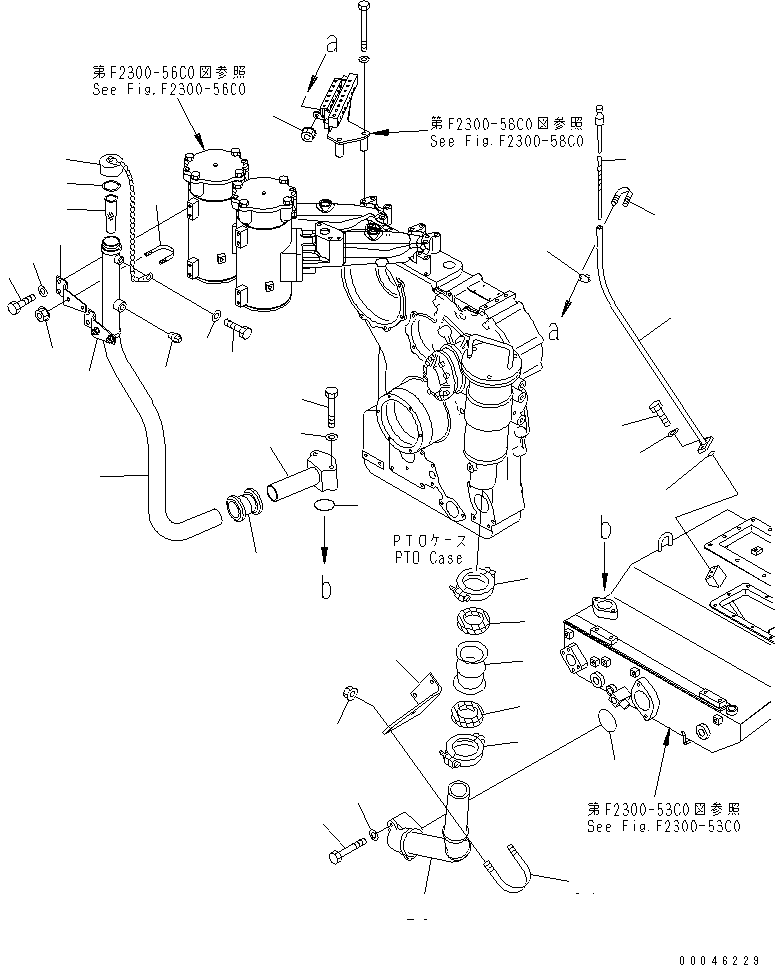 70. POWER TRAIN (GAUGE AND SUCTION LINE) [F2300-54C0] - Komatsu part D375A-5 S/N 55001-UP (W/O EGR) [d375a-9c]