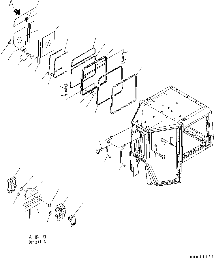 360. CAB (WINDOW SASH) (2/2) [K0210-06C0] - Komatsu part D375A-5 S/N 55001-UP (W/O EGR) [d375a-9c]