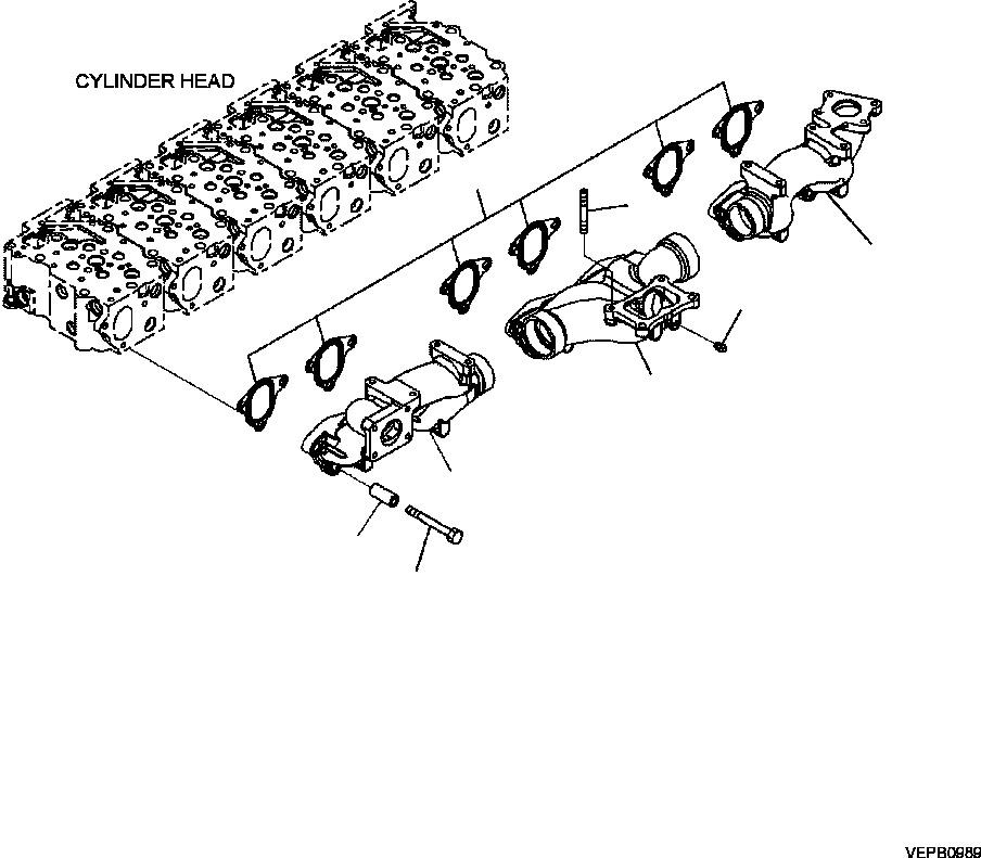 HM300-0E VEPB0989 1209-B7A2 EXHAUST MANIFOLD AND MOUNTING