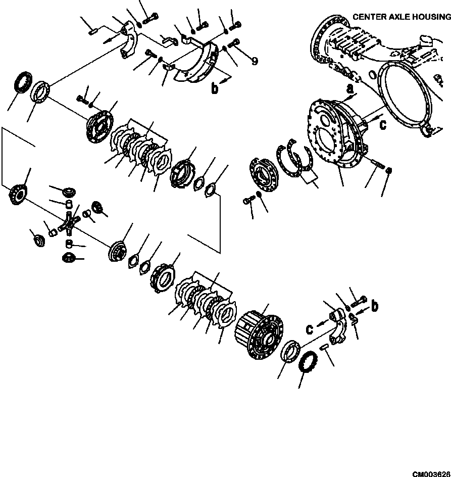 Part |$58. CENTER AXLE CARRIER AND CAP ASSEMBLY [F3450-01A0]