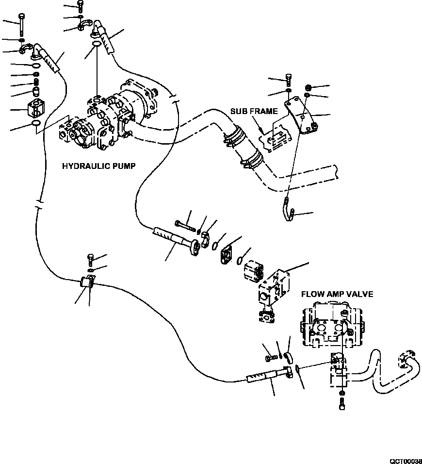 Part |$50. HYDRAULIC PIPING PUMP TO FLOW AMP VALVE [H3410-01A0]