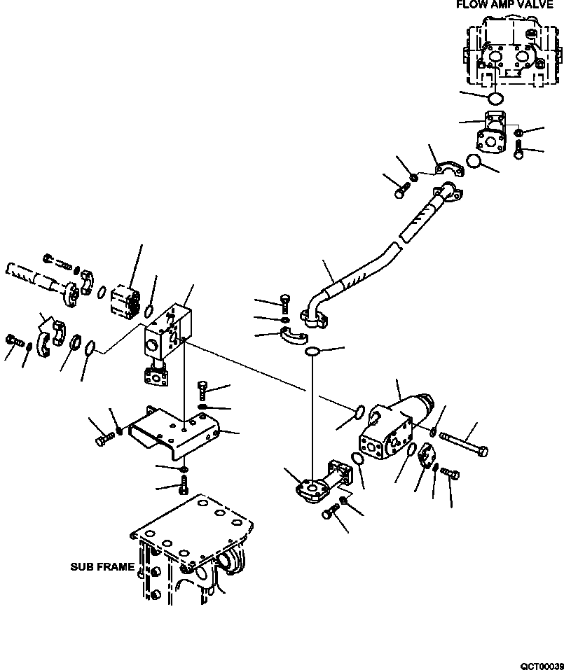 HM300-0E QCT00039 3410-03A0 HYDRAULIC PIPING FLOW AMP VALVE TO CHECK VALVE