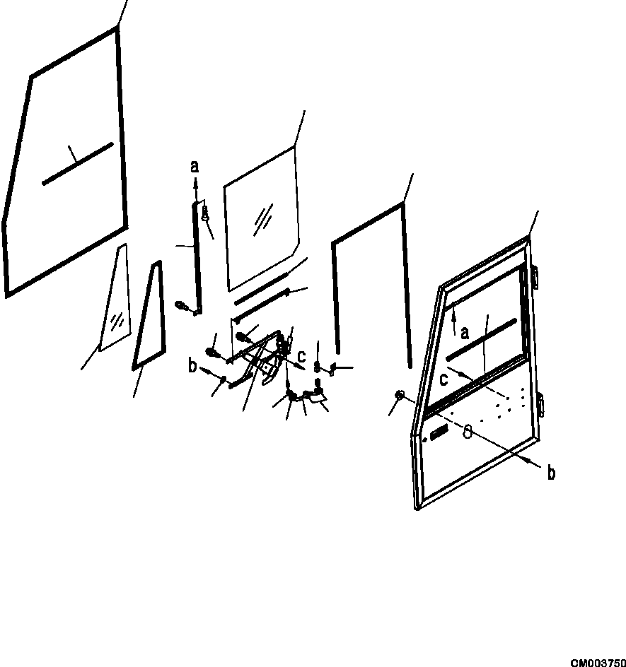 Part |$4. CAB L.H. DOOR, WINDOW AND RELATED PARTS (S/N  A11001-A11184 ) [K0200-02A0]