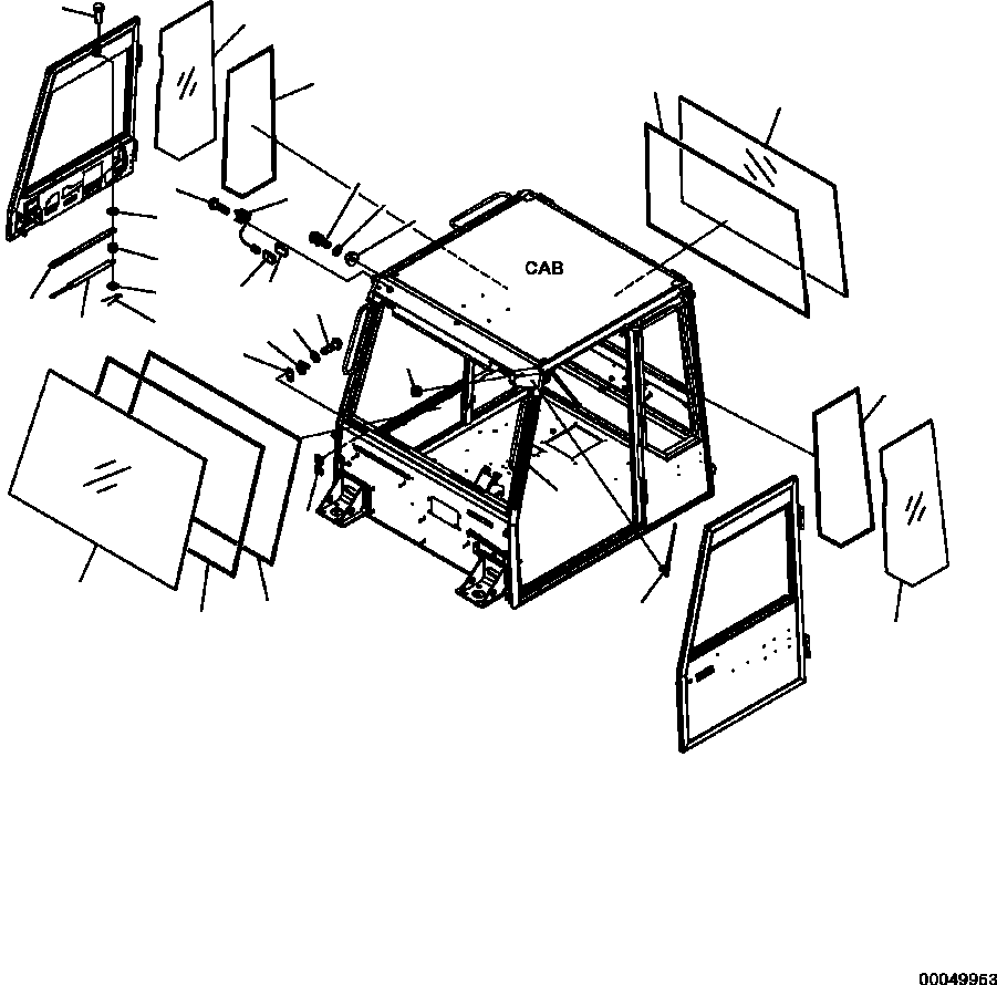 HM300-0E 00049953 0200-08A0 CAB GLASS WINDOWS (S/N A11001-A11184 )