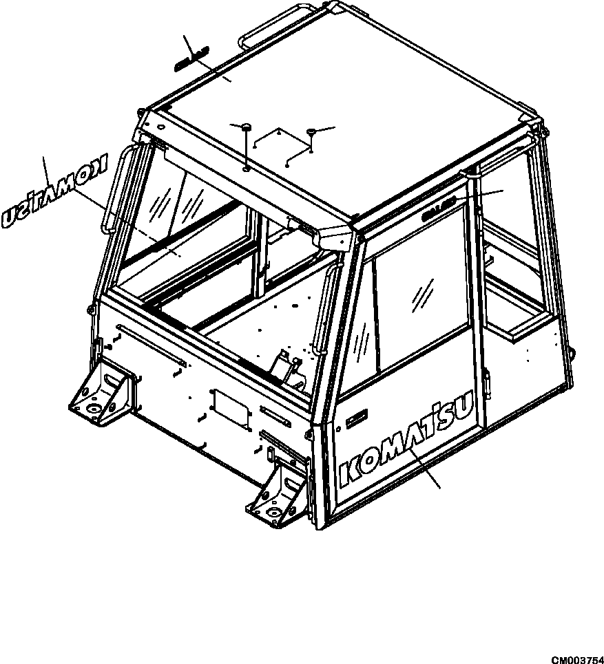 HM300-0E CM003754 0200-14A0 CAB KOMATSU DECAL (S/N A11001-A11184 )
