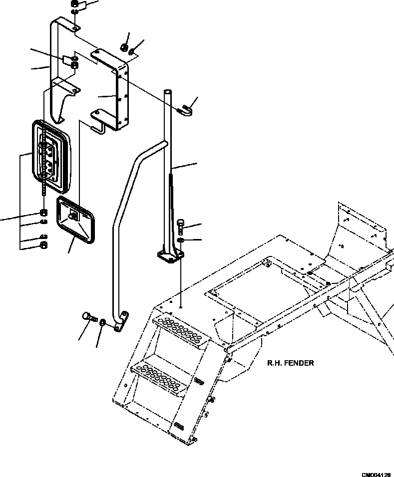 Part |$26. FENDER R.H. SIDE MIRROR AND HAND RAIL [M3280-01A0]