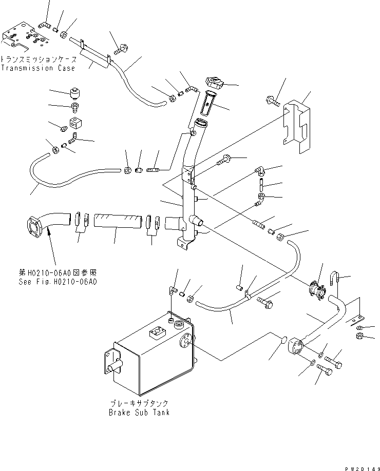 HM300-1R RAKE COOLING PIPING (TRANSMISSION TO BRAKE SYSTEM TANK)