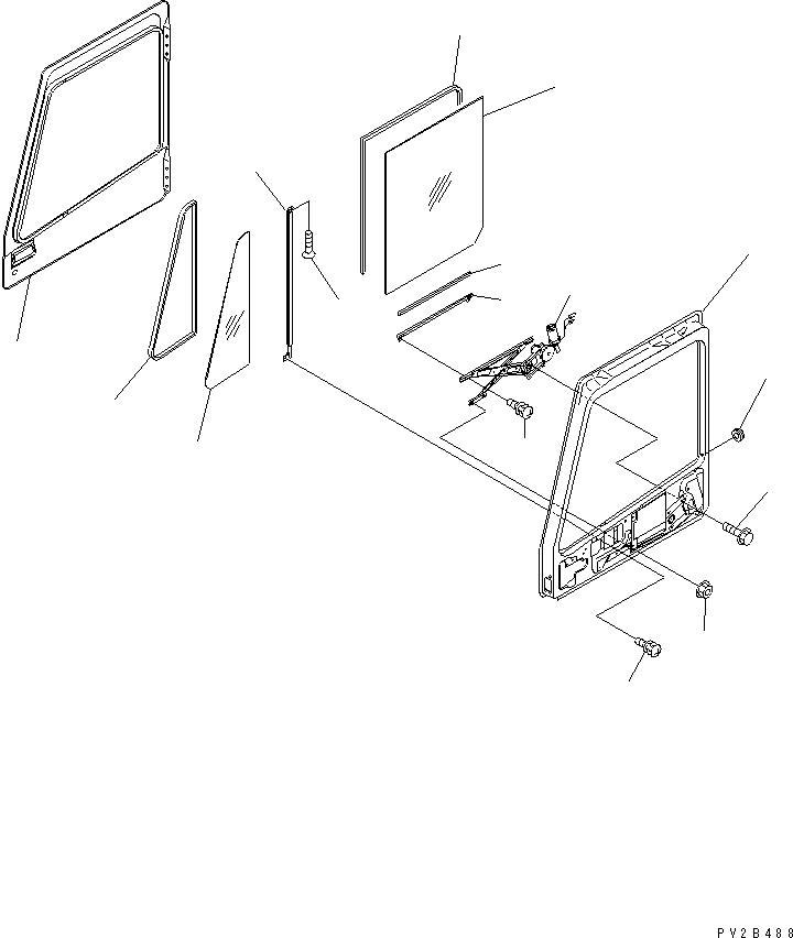 Part 140. OPERATOR'S CAB (R.H. DOOR¤ WINDOW GLASS AND RELATED PARTS) [K0210-05A0]