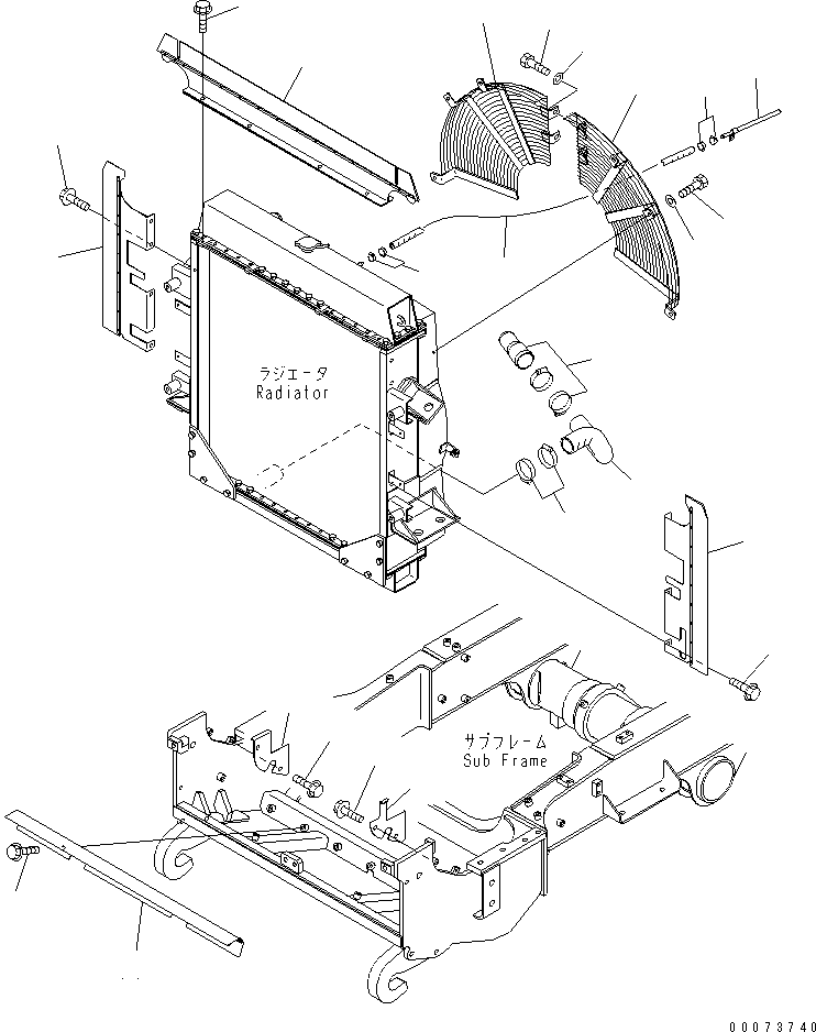 HM300-AE 00073740 ADIATOR (BAFFLE AND FAN NET)