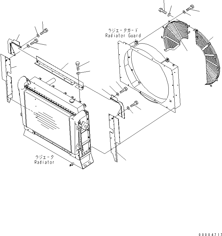 HM350-0E 00004717 ADIATOR (BAFFLE AND FAN NET)