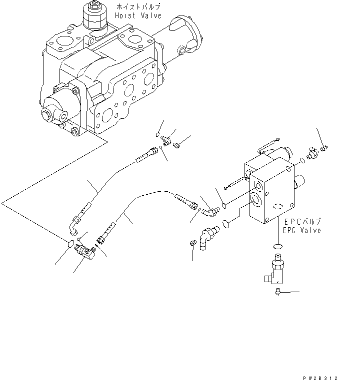 HM350-0E @@2B312@ YDRAULIC PIPING (E.P.C. VALVE LINE) (2/2)