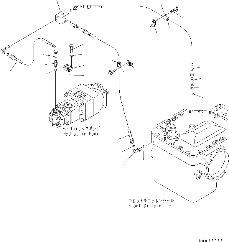 HM350-0E 00083065 YDRAULIC PIPING (FRONT DIFFERENTIAL LOCK LINE) (2/2)