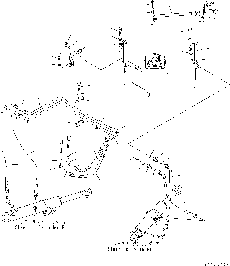 HM350-0E 00083074 YDRAULIC PIPING (STEERING CYLINDER LINE) (2/2)