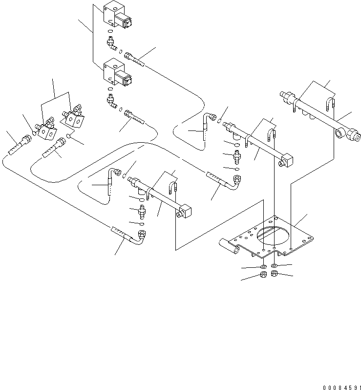 HM350-0E 00084591 RAKE PIPING (FRONT AND REAR ACCUMULATOR LINE)