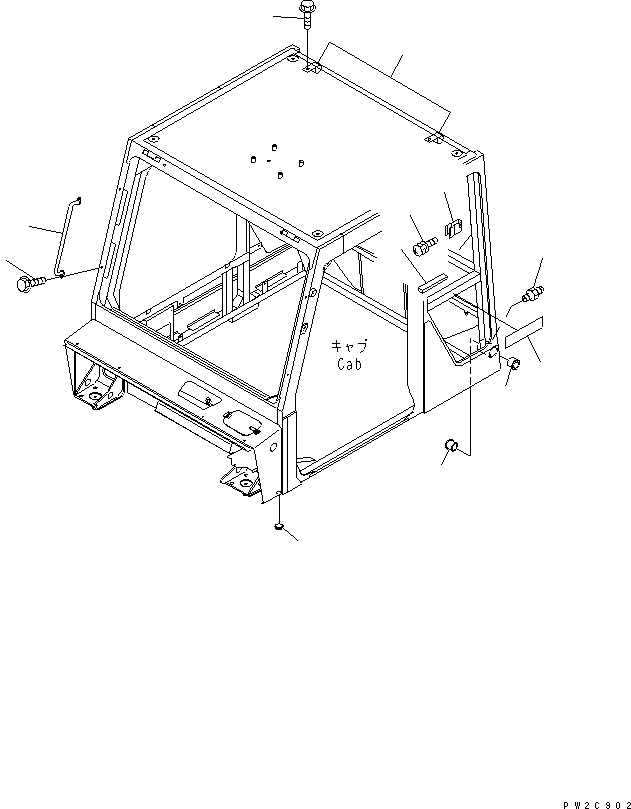 Part 220. OPERATOR'S CAB (CAB STAY AND BUSHING) (WITH RADIO OR STEREO CASSETTE) [K0200-18A0]