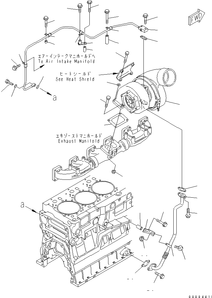 SAA6D04E 00084411 URBOCHARGER AND OIL PIPING