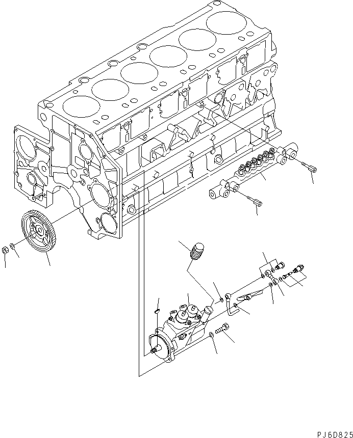 SAA6D04E @@6D825@ NJECTION PUMP AND COMMON RAIL MOUNTING