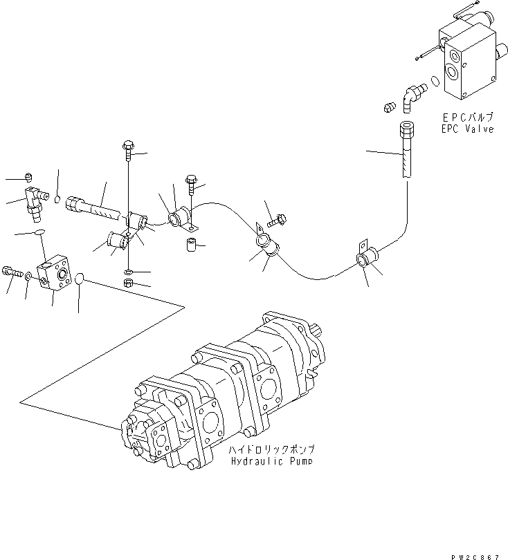 HM350-1R YDRAULIC PIPING (PUMP TO E.P.C. VALVE)