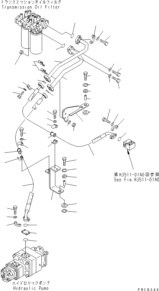 HM350-1R YDRAULIC PIPING (PUMP TO TRANSMISSION)