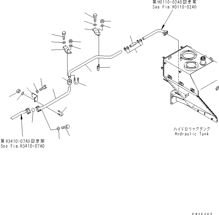 HM350-1R YDRAULIC PIPING (TANK TO EMERGENCY STEERING PUMP)