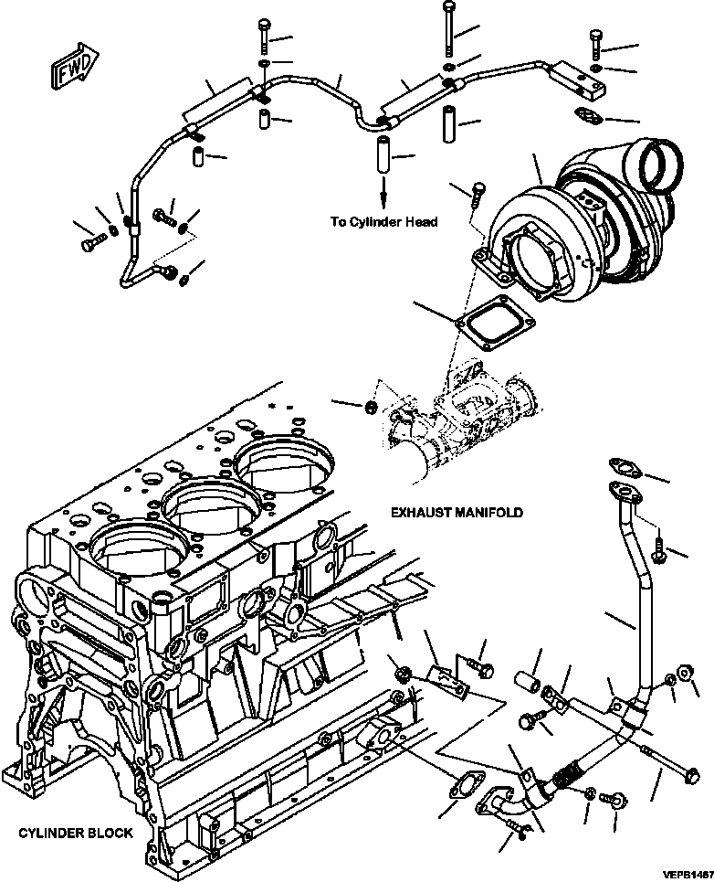 Part |$12. TURBOCHARGER PIPING ENGINE S/N 534893- [A1120-B8A4]