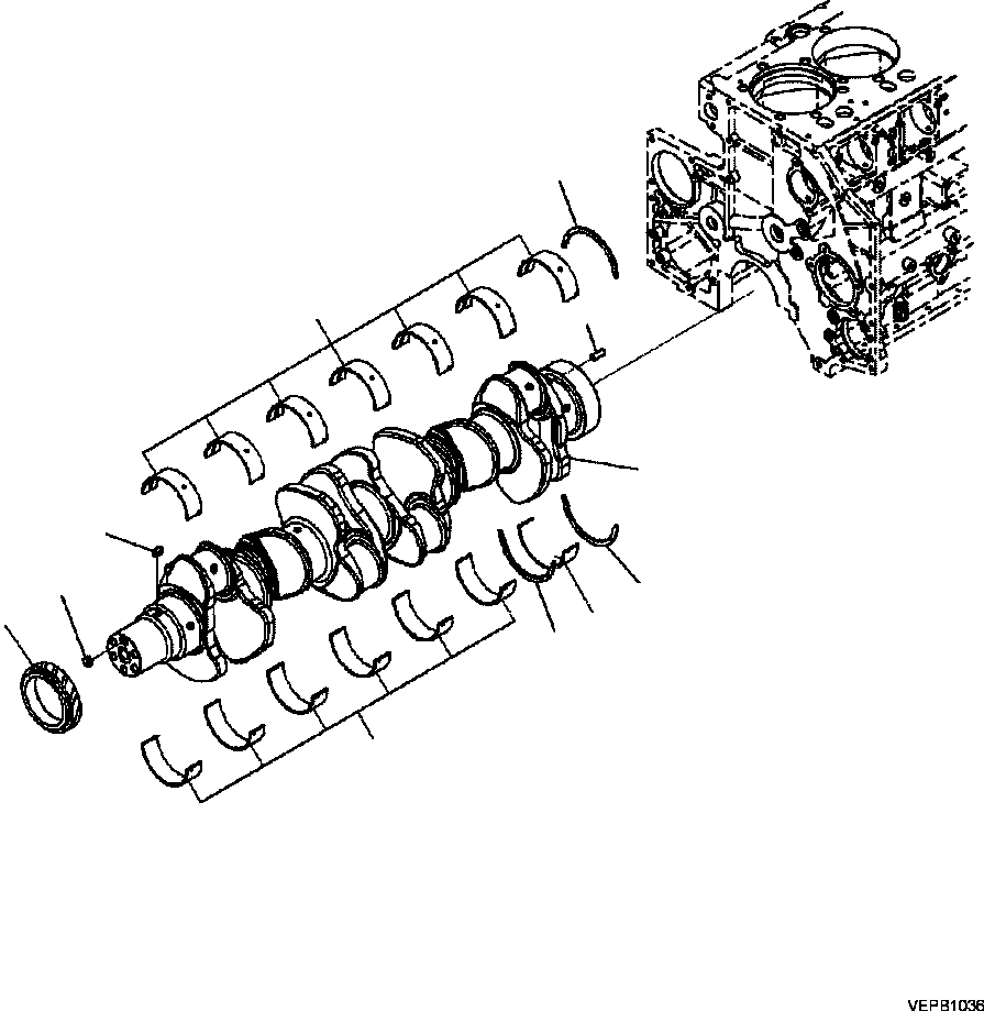 Part |$86. CRANKSHAFT ENGINE S/N 530001-531567 [A2120-B8A2]